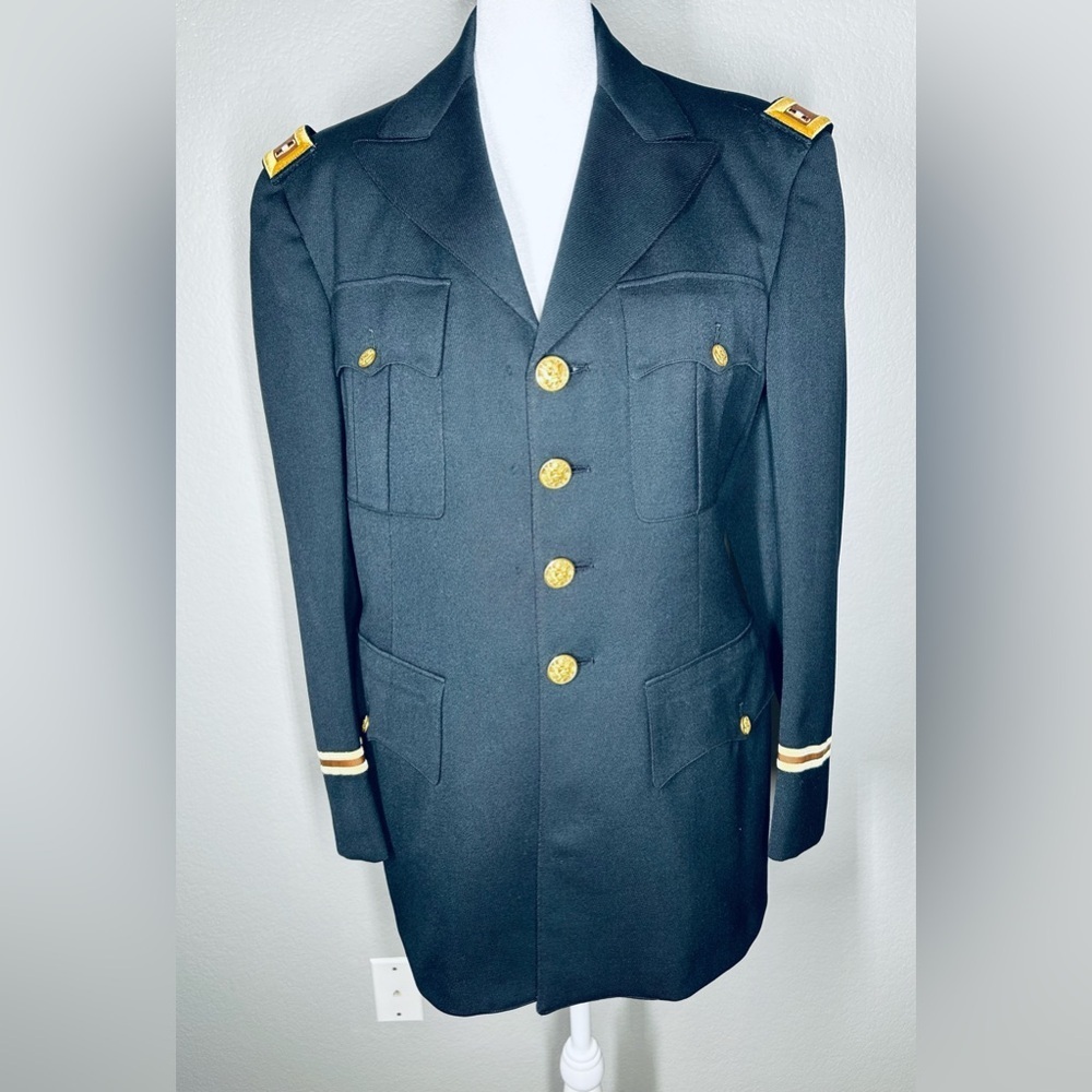 United States Army Navy Blue Officers Jacket Size L Military Urban Uniform - Picture 2 of 14